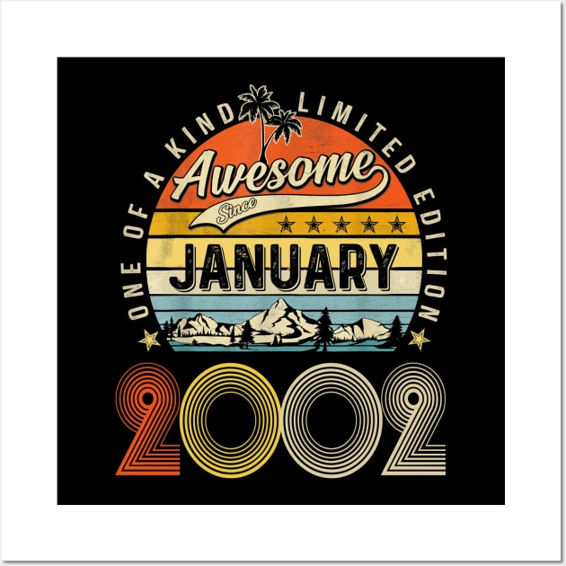 Awesome Since January 2002 Vintage 21st Birthday Wall Art by Tagliarini Kristi